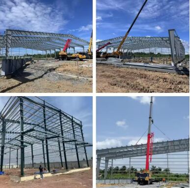 Wüstenmetallgebäude Lagerhaus Ingenieurdienst Warmtauchen Galvanisierung Vorgefertigtes Stahllager Stahlrahmen Design Modulare Lagerhauslösung